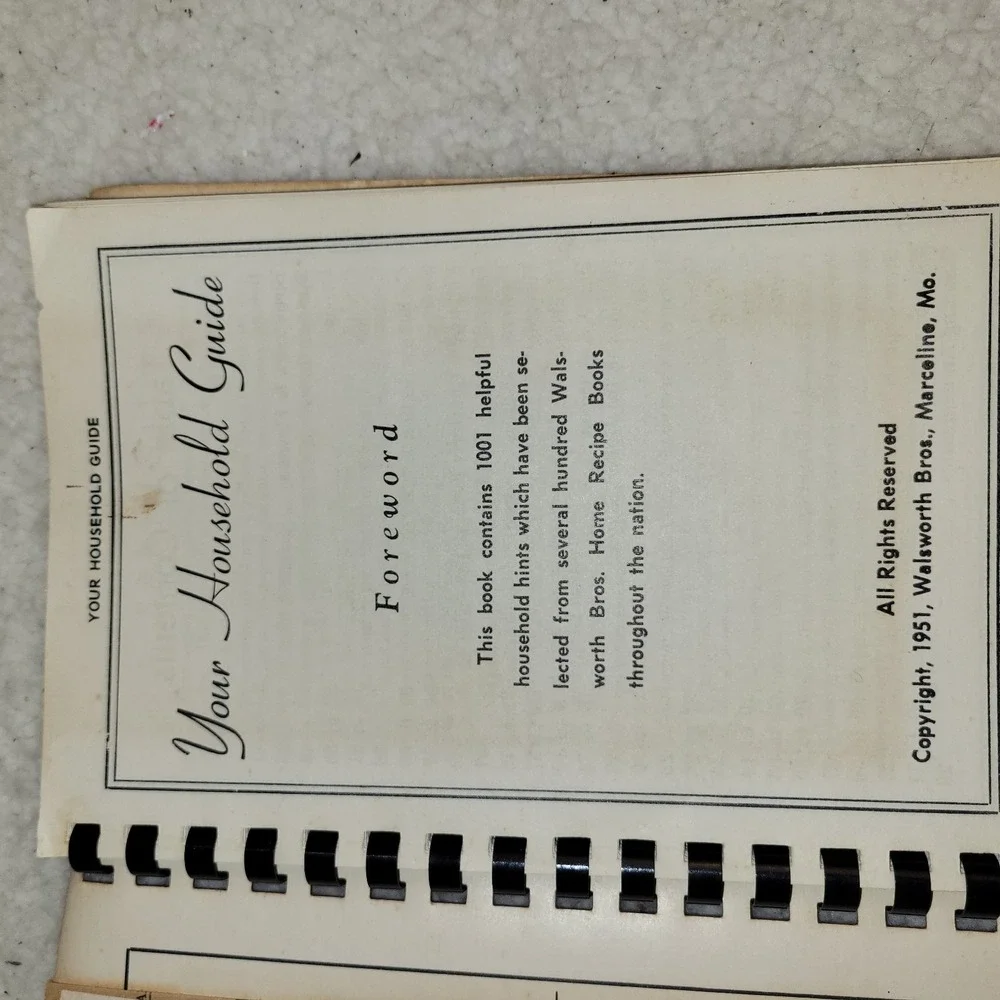 Vintage 1951 Your Household Guide Sanford NC Spiral‎ Cookbook Local Ads Ephemera